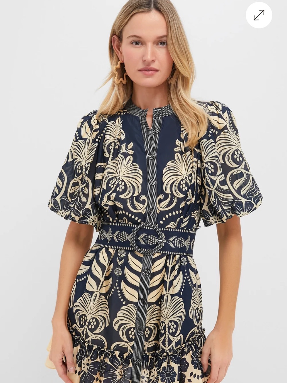 Farm Rio Navy Ainika Tropical Splendor Mini Dress